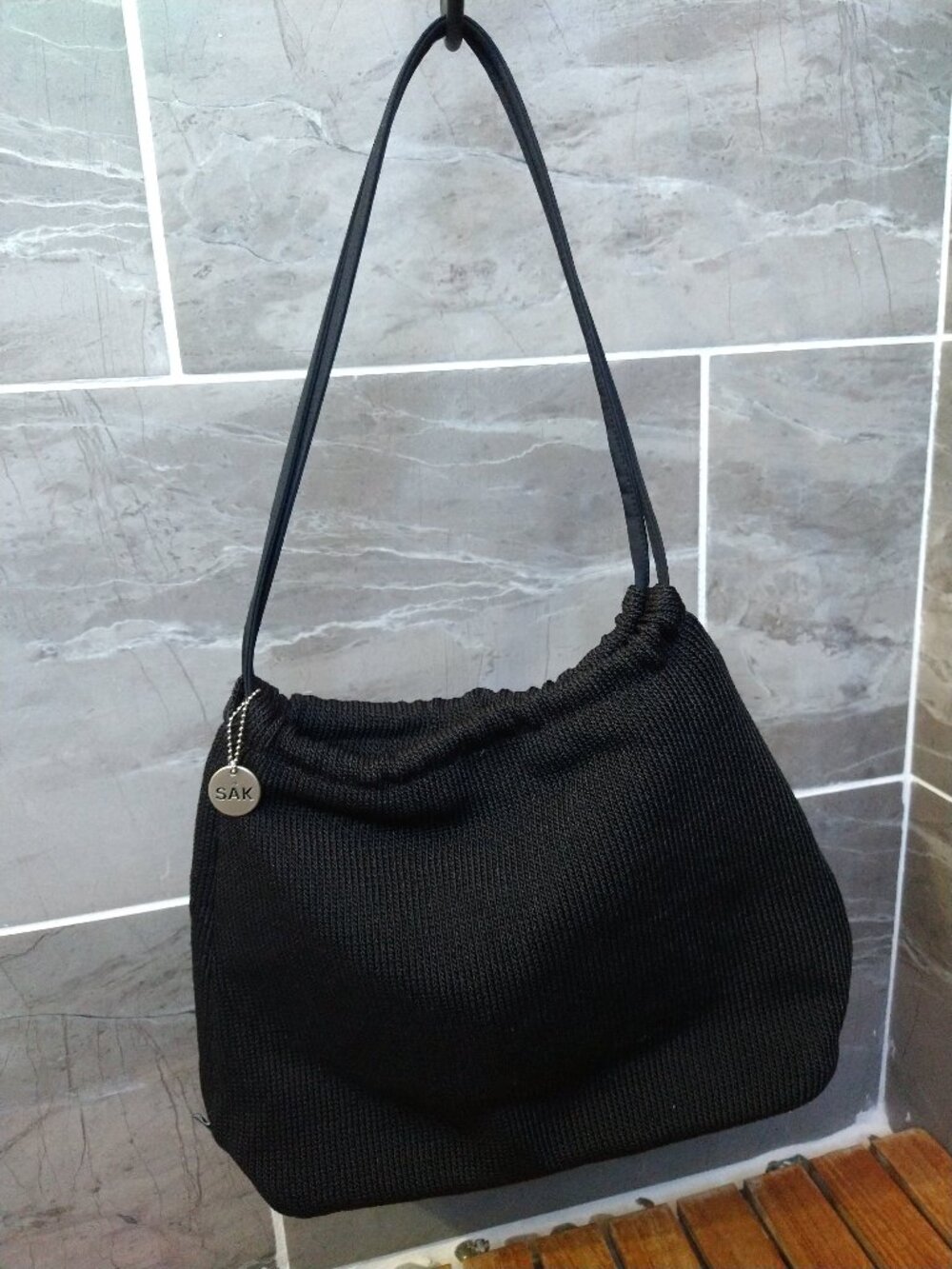 The Sak Vintage Black Crochet Hobo Shoulder Bag